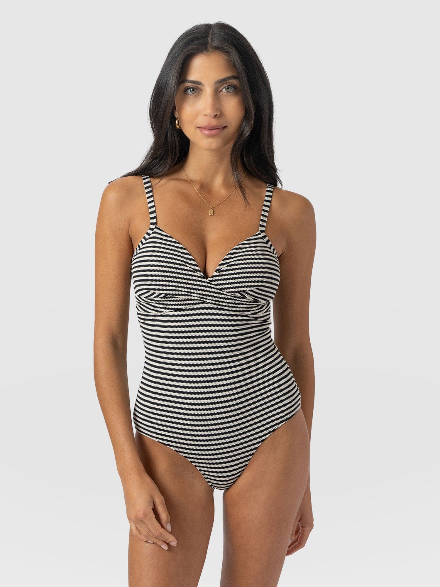 Riley Cross Front Swimsuit - Stripe - Women's Swimwear | Saint + Sofia® USA
