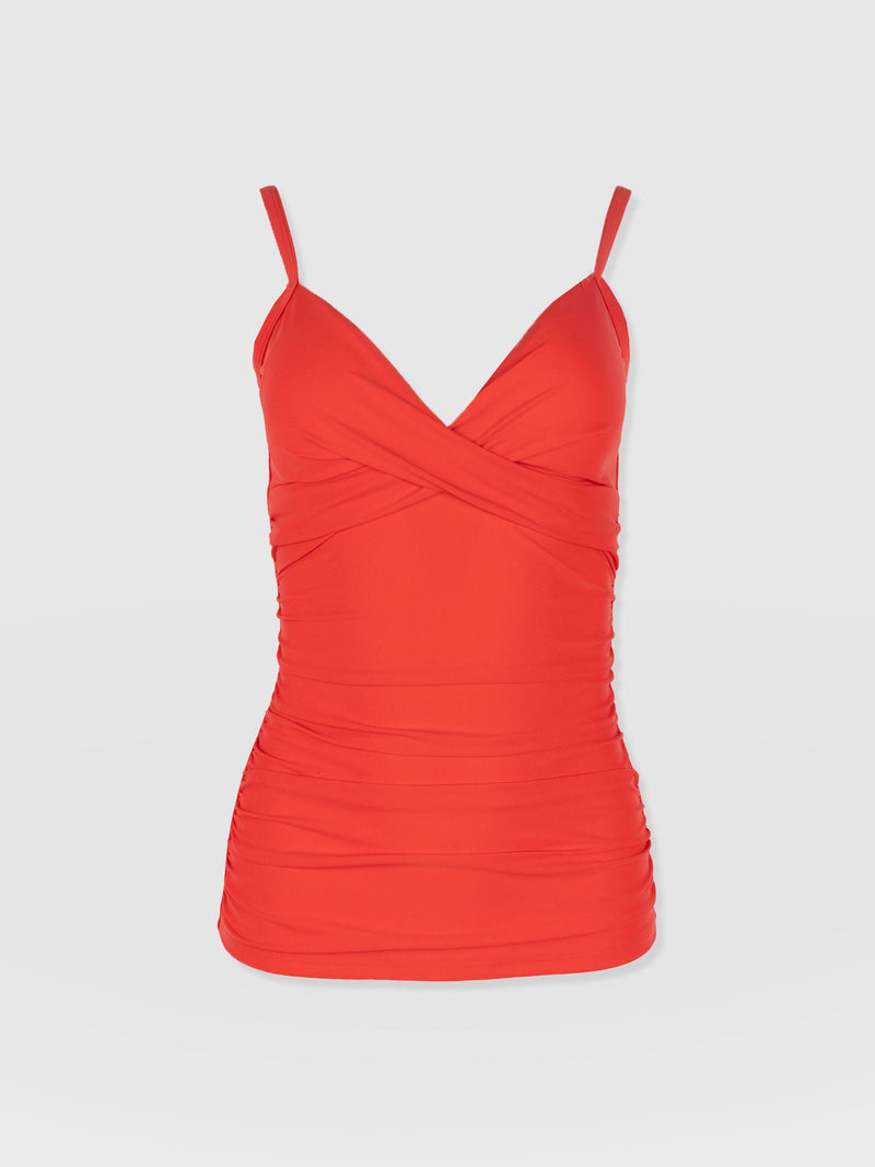 Riley Cross Front Tankini Top - Red - Women's Swimwear | Saint + Sofia® USA