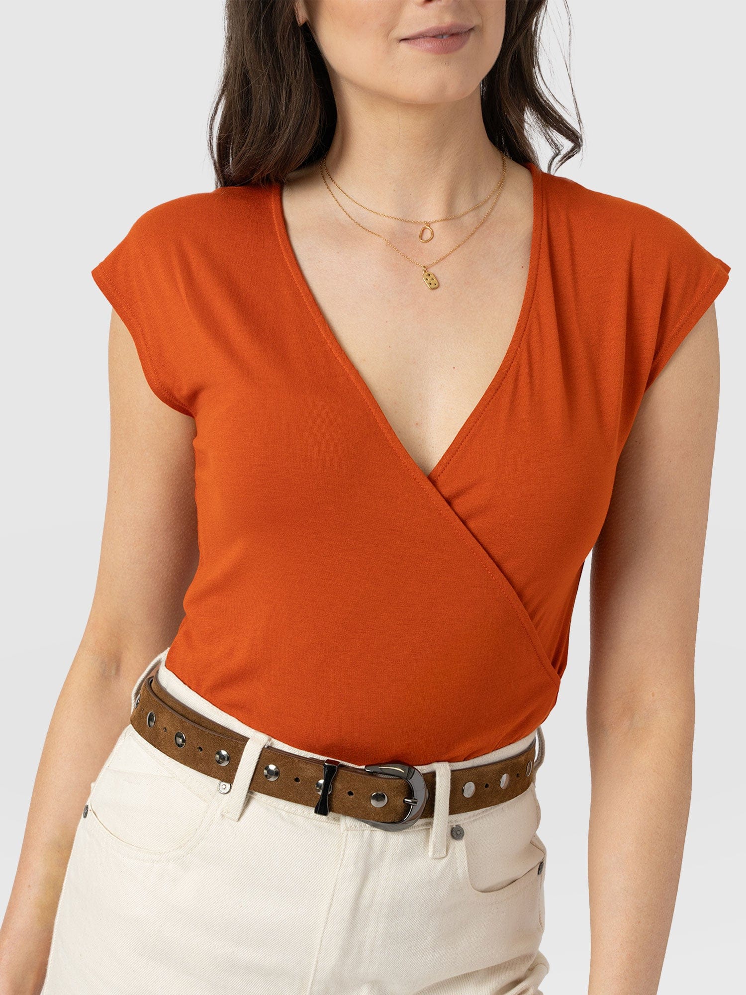 Rosa Wrap Tee Amber - Women's T-shirts | Saint + Sofia® USA