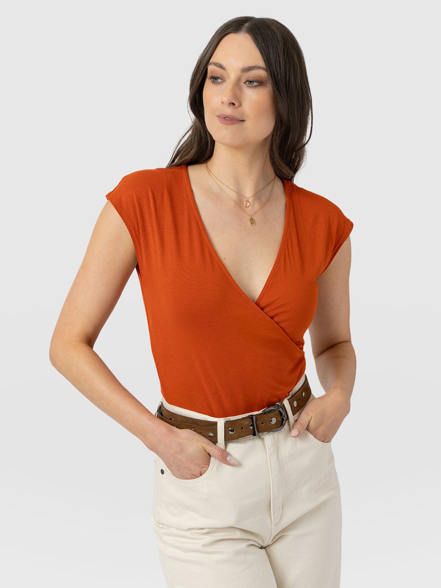 Rosa Wrap Tee Amber - Women's T-shirts | Saint + Sofia® USA
