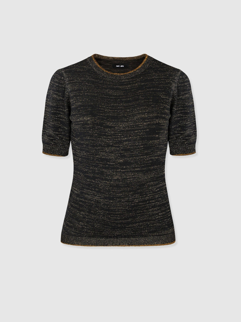 Roux Short Sleeve Knit - Gold - Women's Sweaters | Saint + Sofia® USA