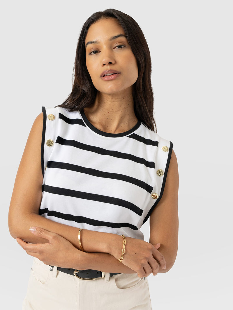 Rowan Tee - Black Stripe - Women's T-shirts | Saint + Sofia® USA