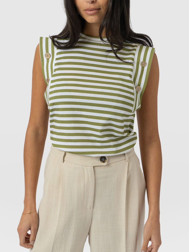 Rowan Tee - Green Stripe - Women's T-Shirts | Saint + Sofia® USA