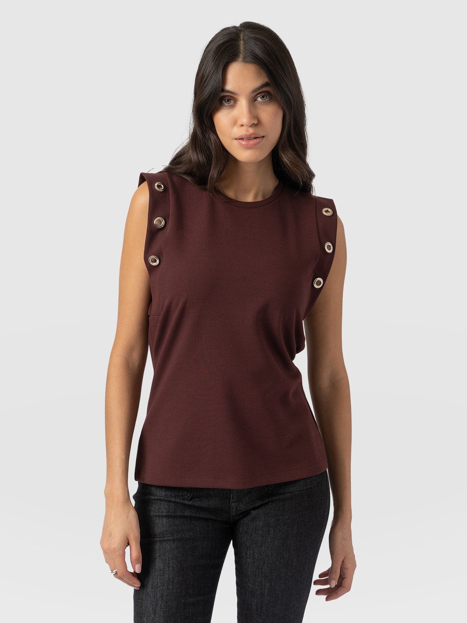 Rowan Tee Maroon Eyelet - Women's T-Shirts | Saint + Sofia® US
