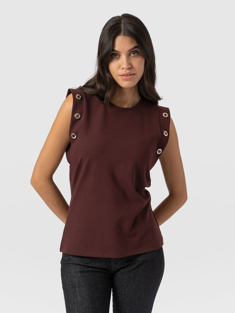 Rowan Tee Maroon Eyelet - Women's T-Shirts | Saint + Sofia® US