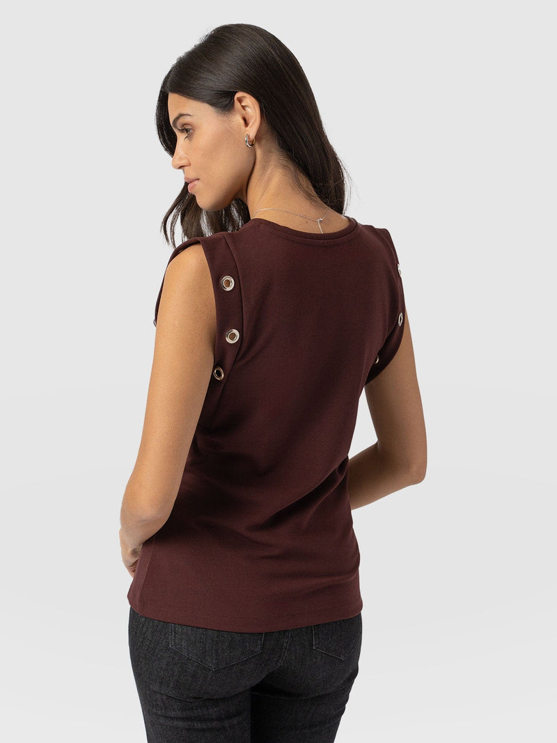 Rowan Tee Maroon Eyelet - Women's T-Shirts | Saint + Sofia® US
