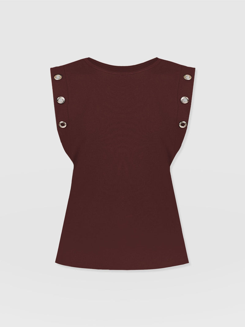 Rowan Tee Maroon Eyelet - Women's T-Shirts | Saint + Sofia® US
