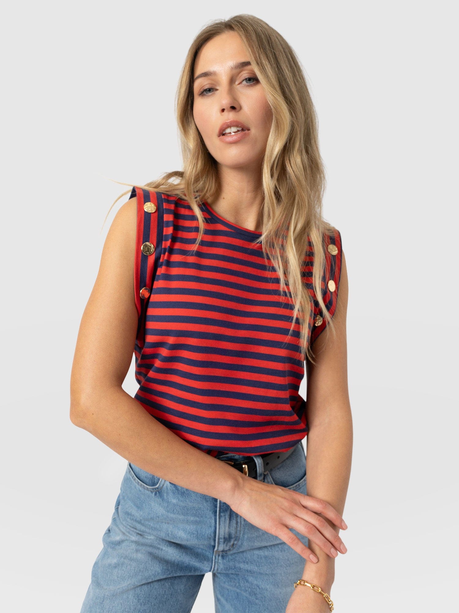 Rowan Tee - Red/Navy Stripe - Women's T-shirts | Saint + Sofia® USA