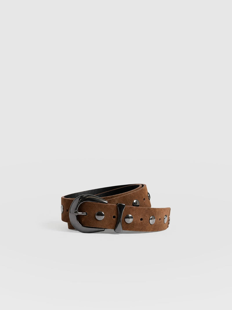 Roxie Studded Belt - Camel - Women's Accessories | Saint + Sofia® USA