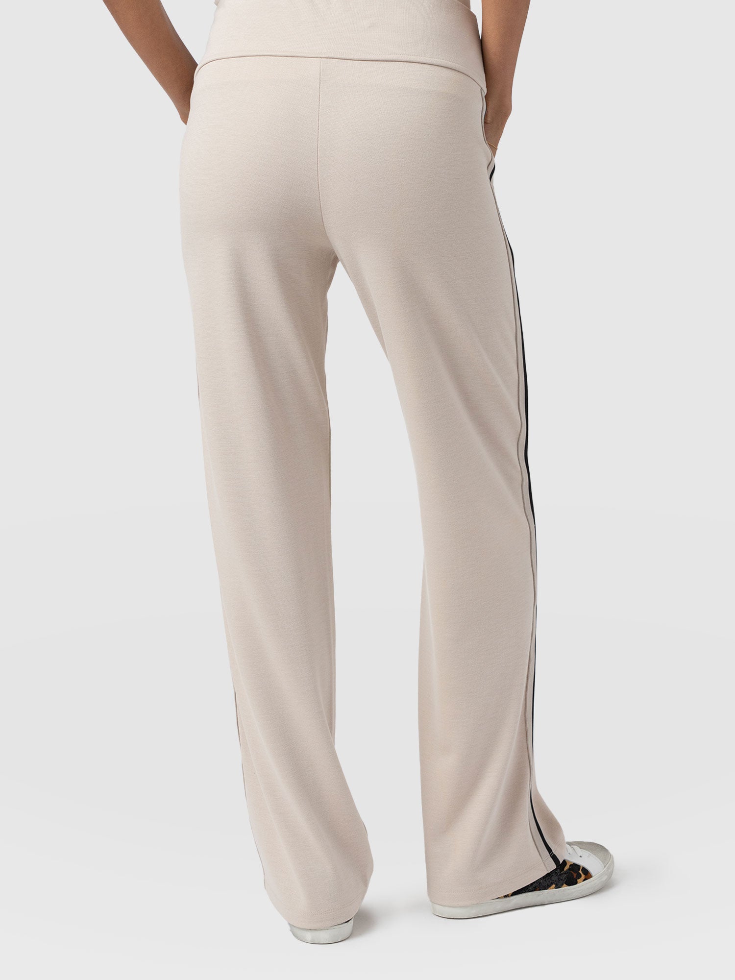 Runway Pant - Light Beige - Black/Cream Stripe - Women's Pants | Saint + Sofia® US