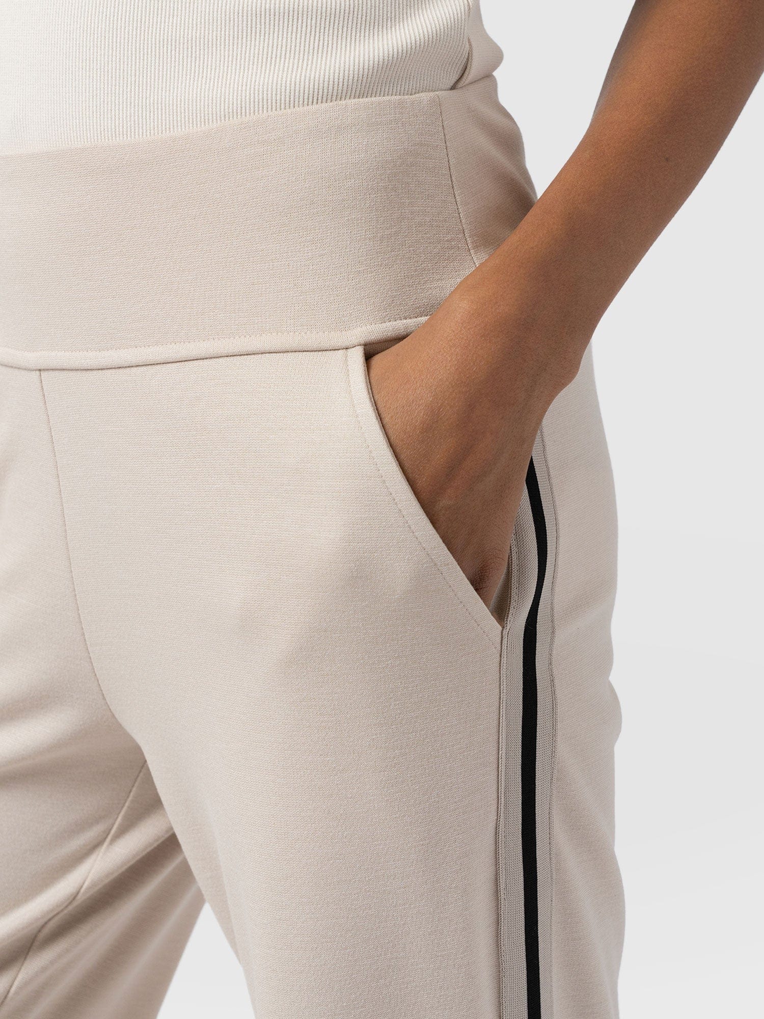 Runway Pant - Light Beige - Black/Cream Stripe - Women's Pants | Saint + Sofia® US