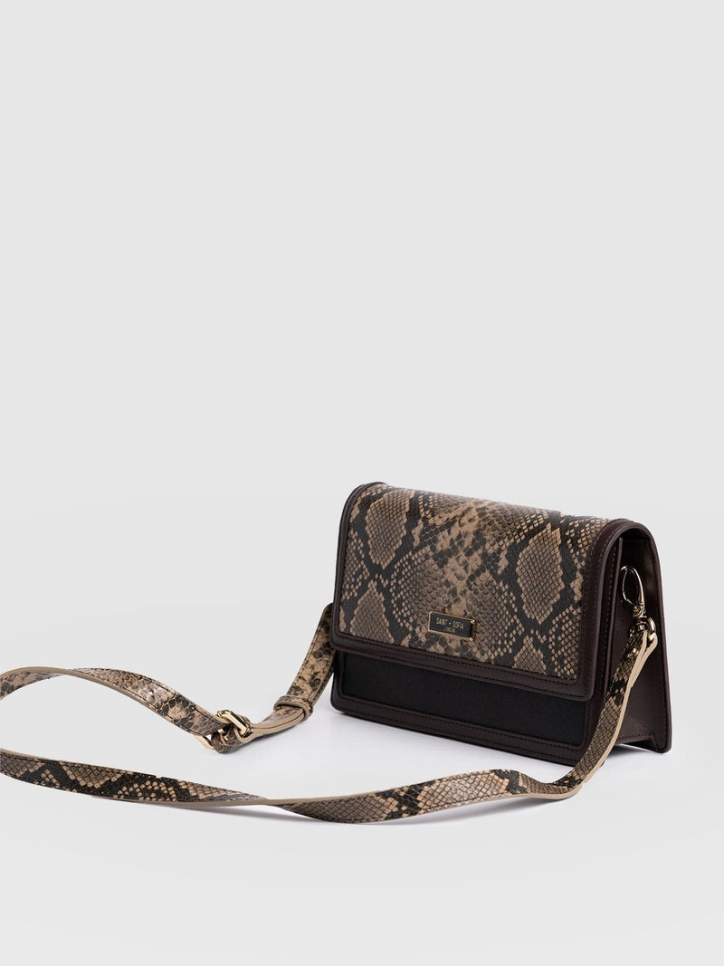 Rylee Cross Body Bag Brown Snake - Women's Cross-body Bag | Saint + Sofia® US
