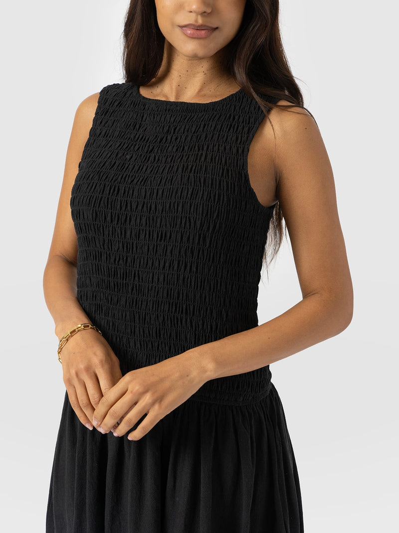 Sadie Shirring Dress - Black - Women's Dresses | Saint + Sofia® USA