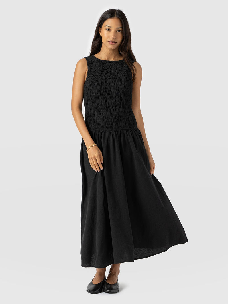 Sadie Shirring Dress - Black - Women's Dresses | Saint + Sofia® USA