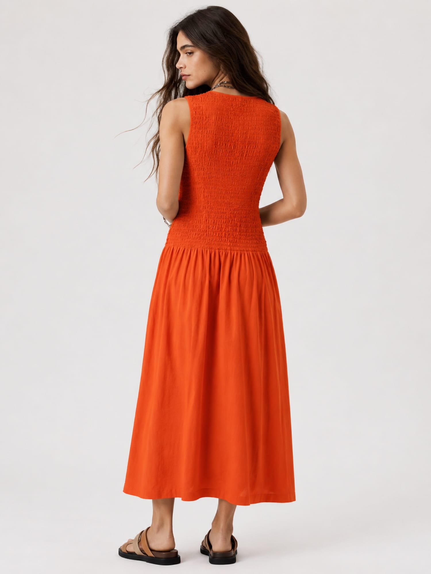 Sadie Shirring Dress - Burnt Orange - Women's Dresses | Saint and Sofia® USA