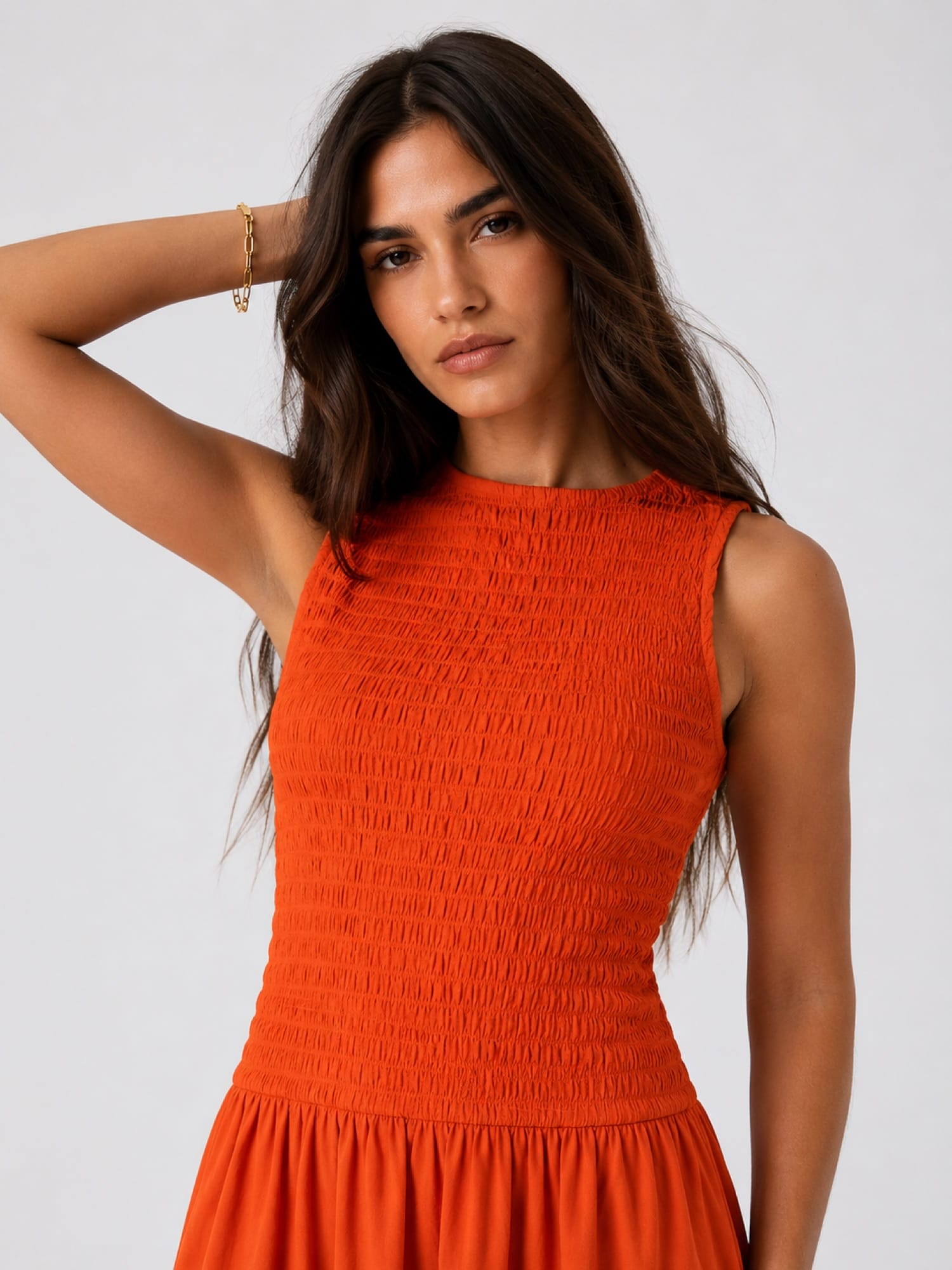 Sadie Shirring Dress - Burnt Orange - Women's Dresses | Saint and Sofia® USA