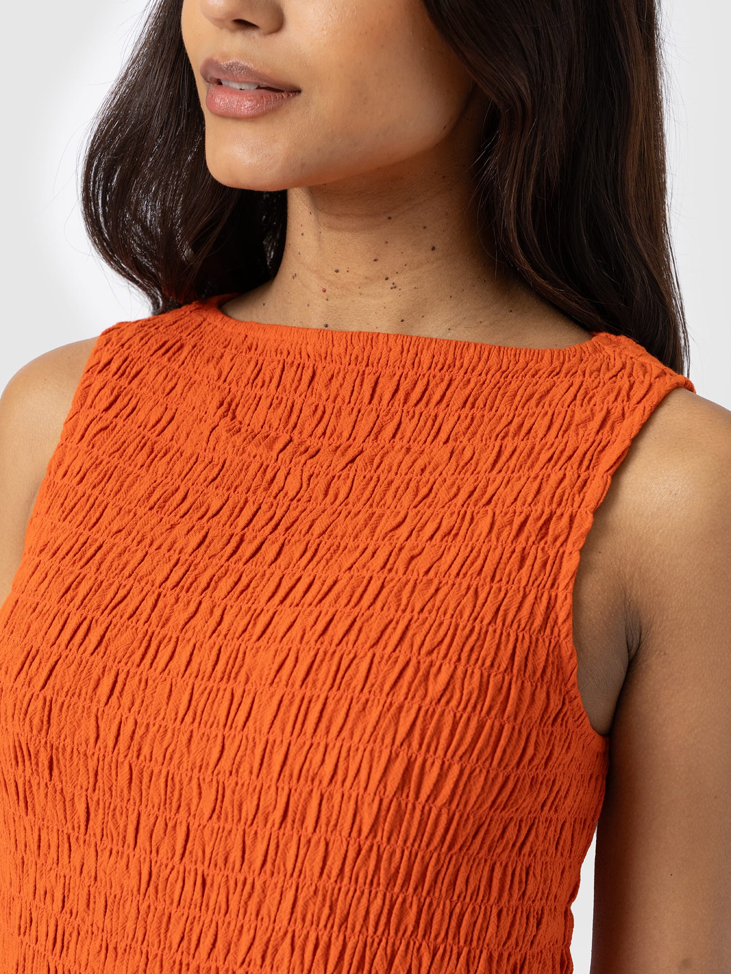 Sadie Shirring Dress - Burnt Orange - Women's Dresses | Saint + Sofia® USA