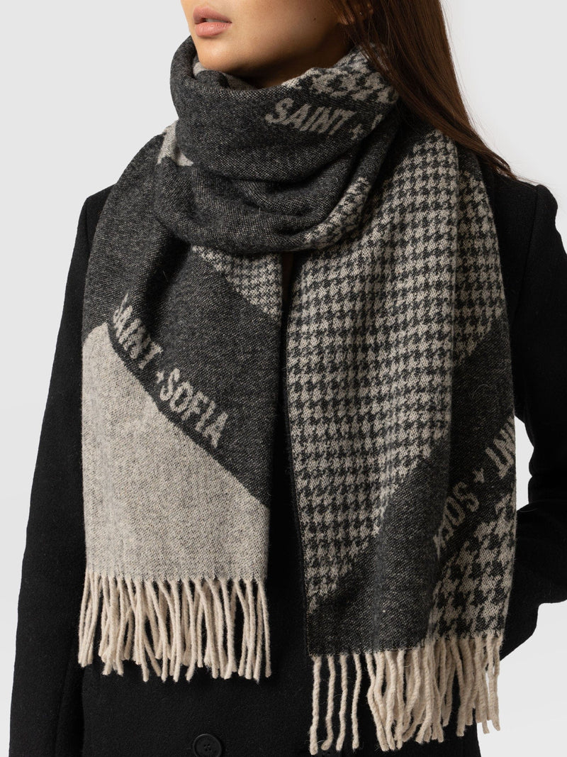 Saint + Sofia Scarf Black/Grey - Women's Scarves | Saint + Sofia® USA