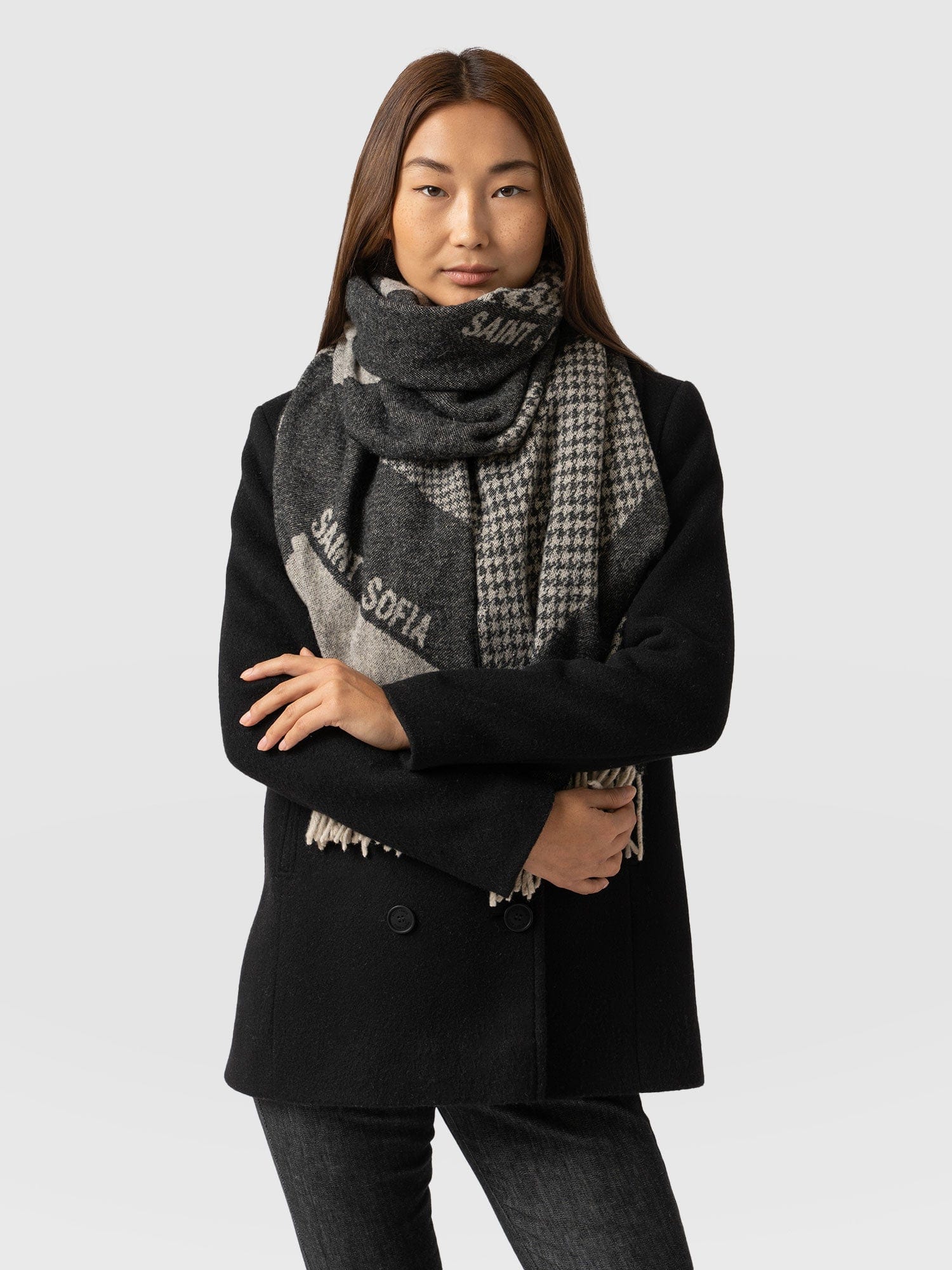 Saint + Sofia Scarf Black/Grey - Women's Scarves | Saint + Sofia® USA