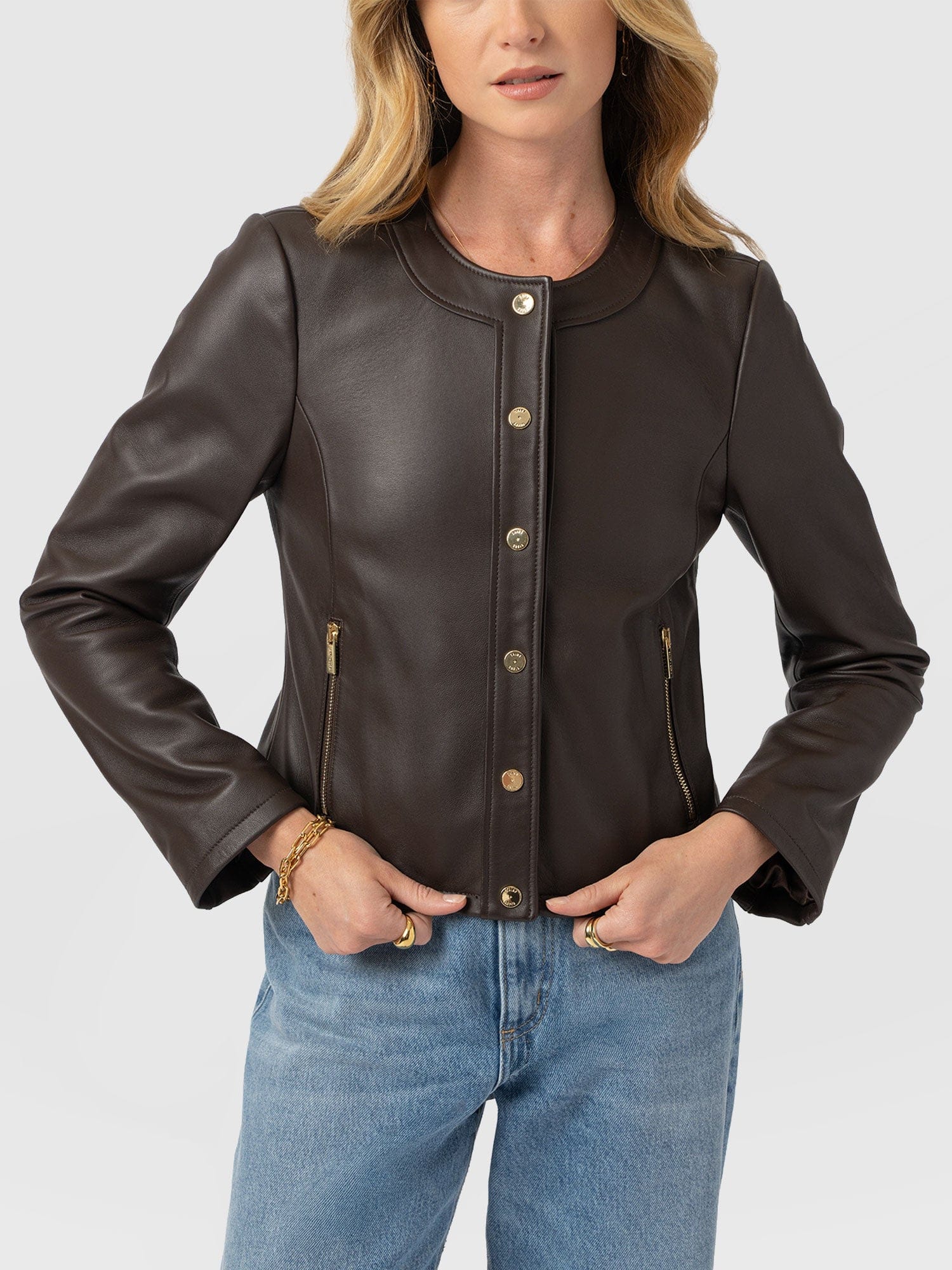 Skye Jacket - Chocolate - Women's Leathers | Saint + Sofia® USA