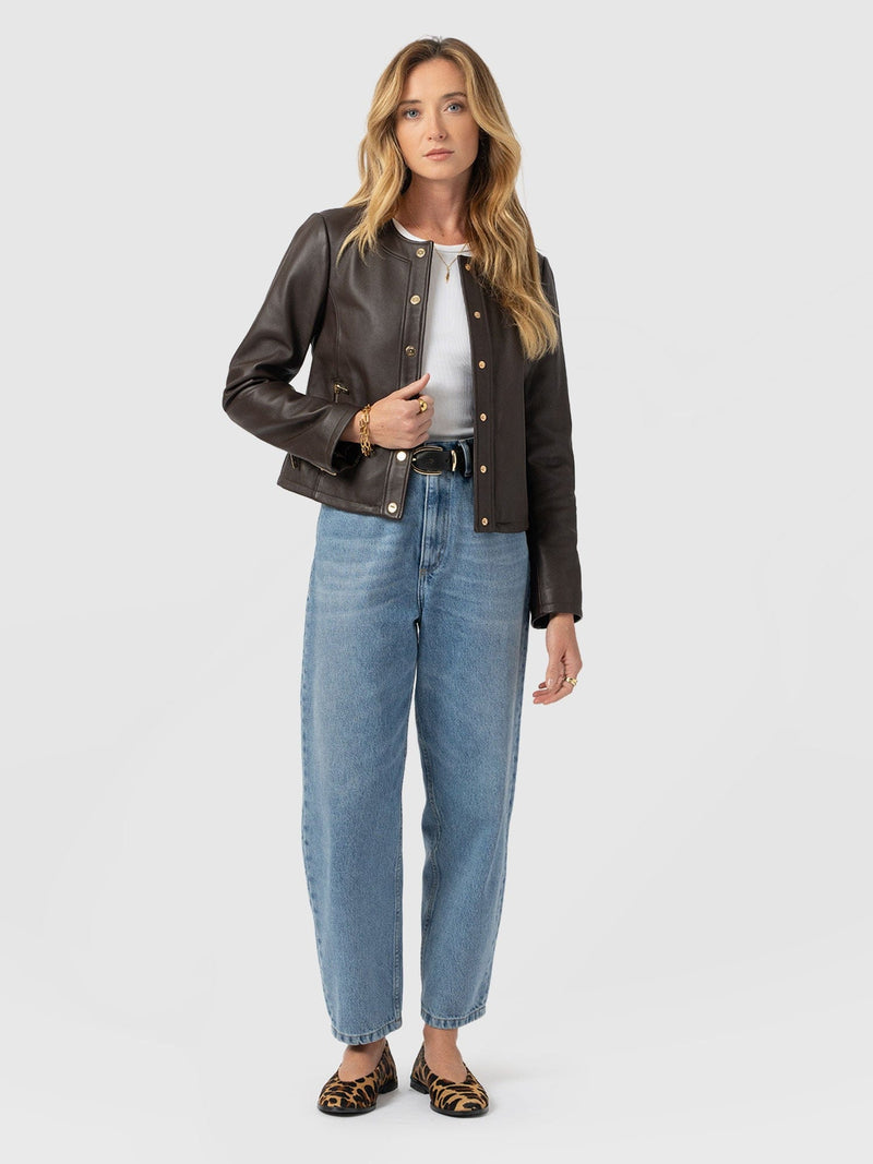 Skye Jacket - Chocolate - Women's Leathers | Saint + Sofia® USA
