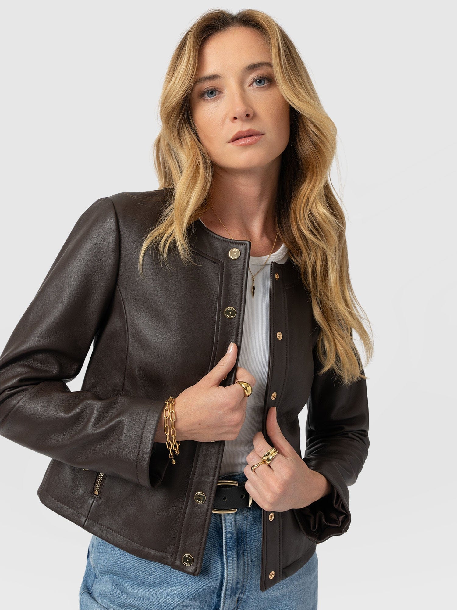 Skye Jacket - Chocolate - Women's Leathers | Saint + Sofia® USA