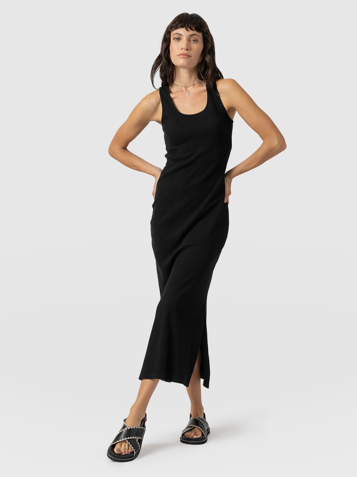 Sleeveless Rib Dress Black - Women's Dresses | Saint and Sofia® USA