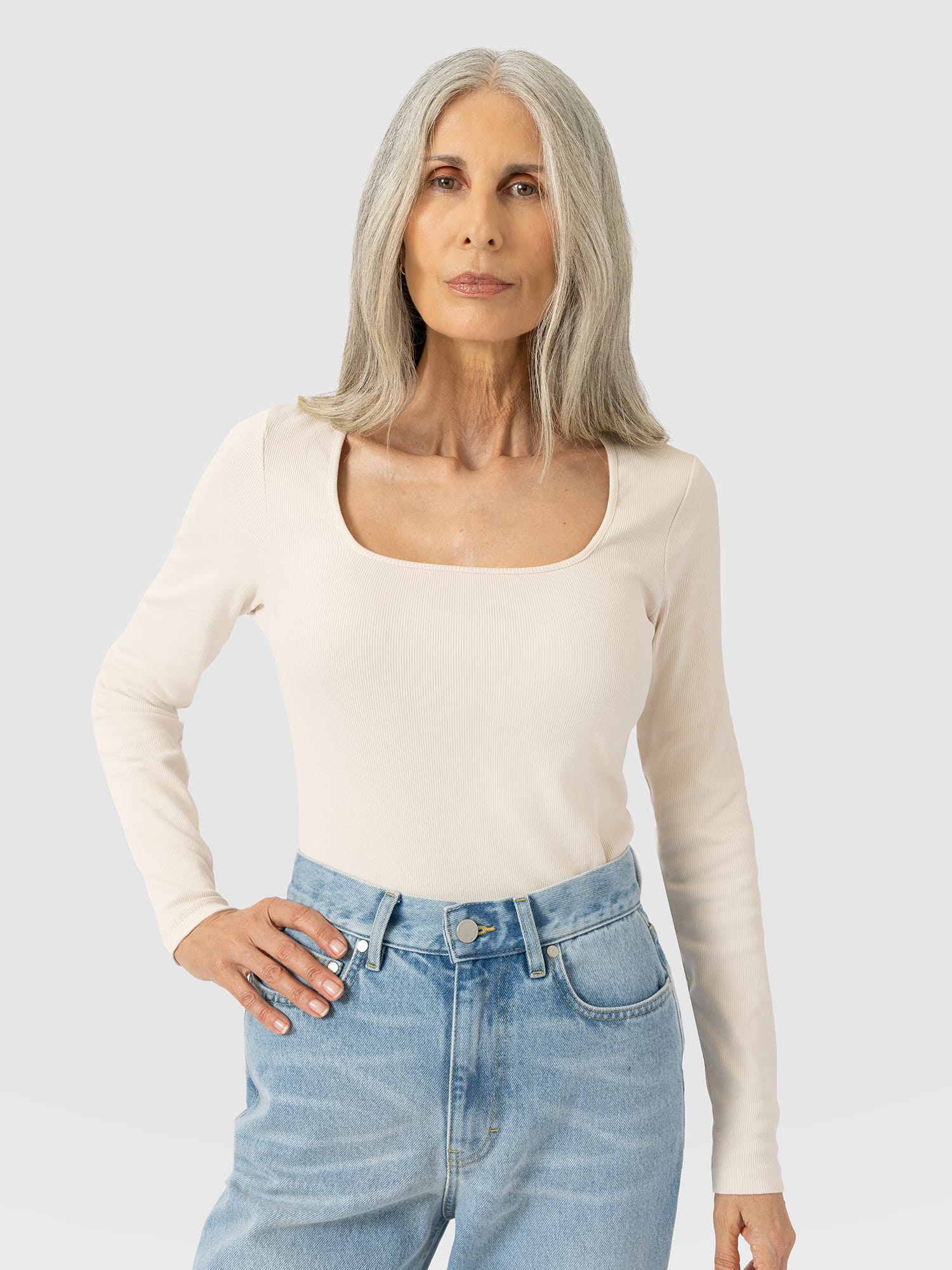 Sloane Ribbed Top Cream - Women's Tops | Saint and Sofia® USA