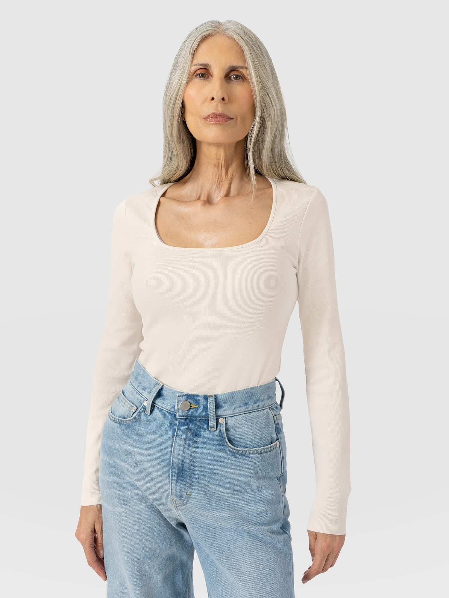 Sloane Ribbed Top Cream - Women's Tops | Saint and Sofia® USA