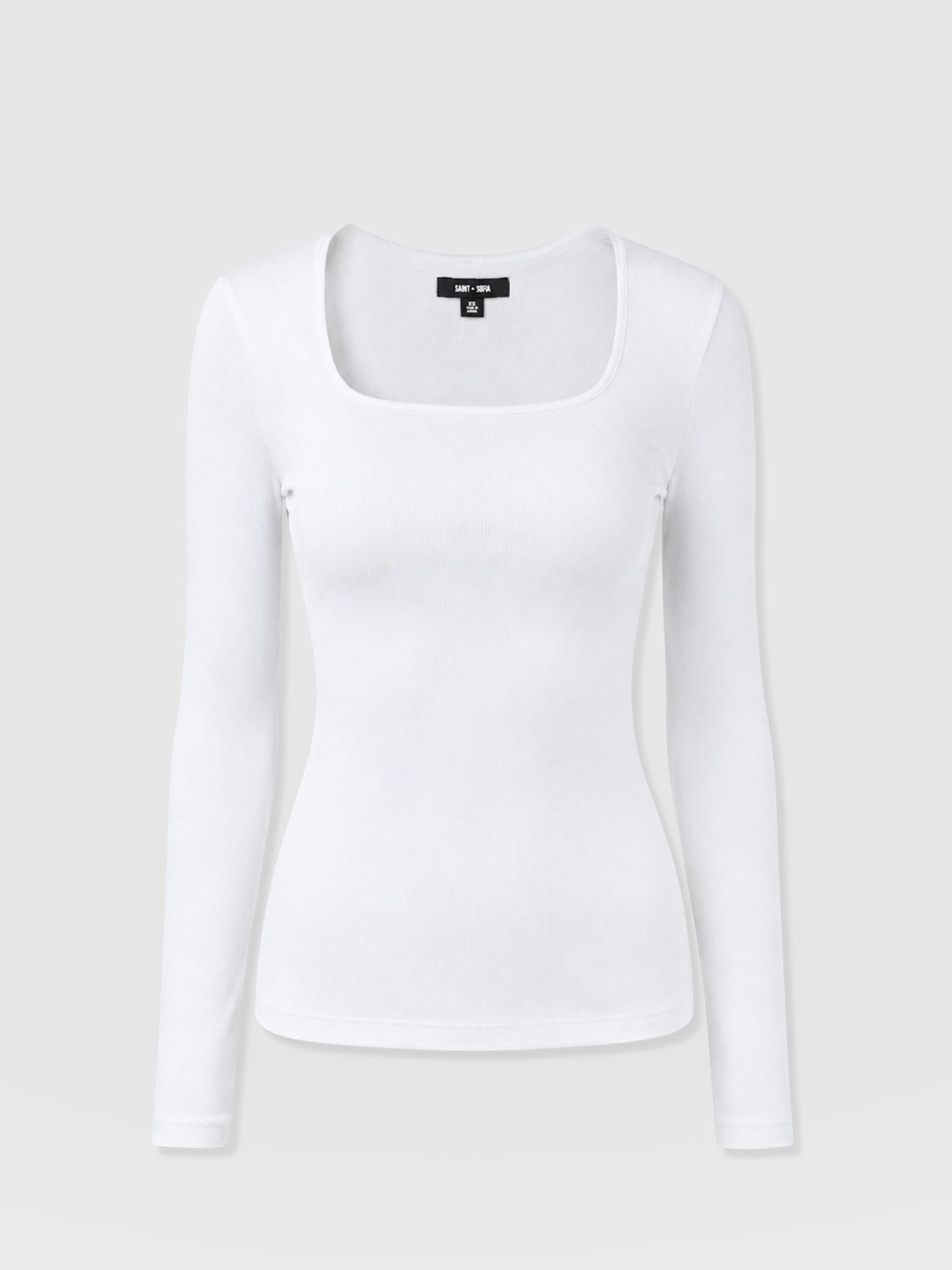Sloane Ribbed Top - White - Women's T-shirts | Saint and Sofia® USA