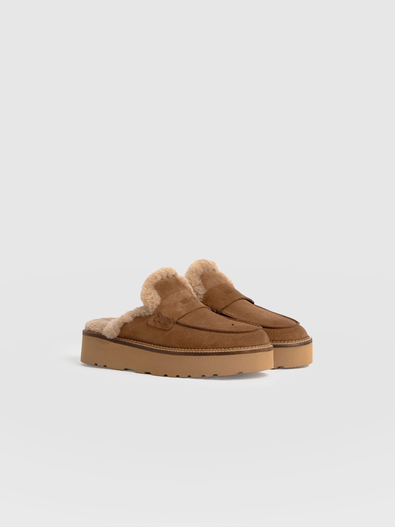 Sloane Shearling Clog - Camel - Women's Shoes | Saint + Sofia® USA