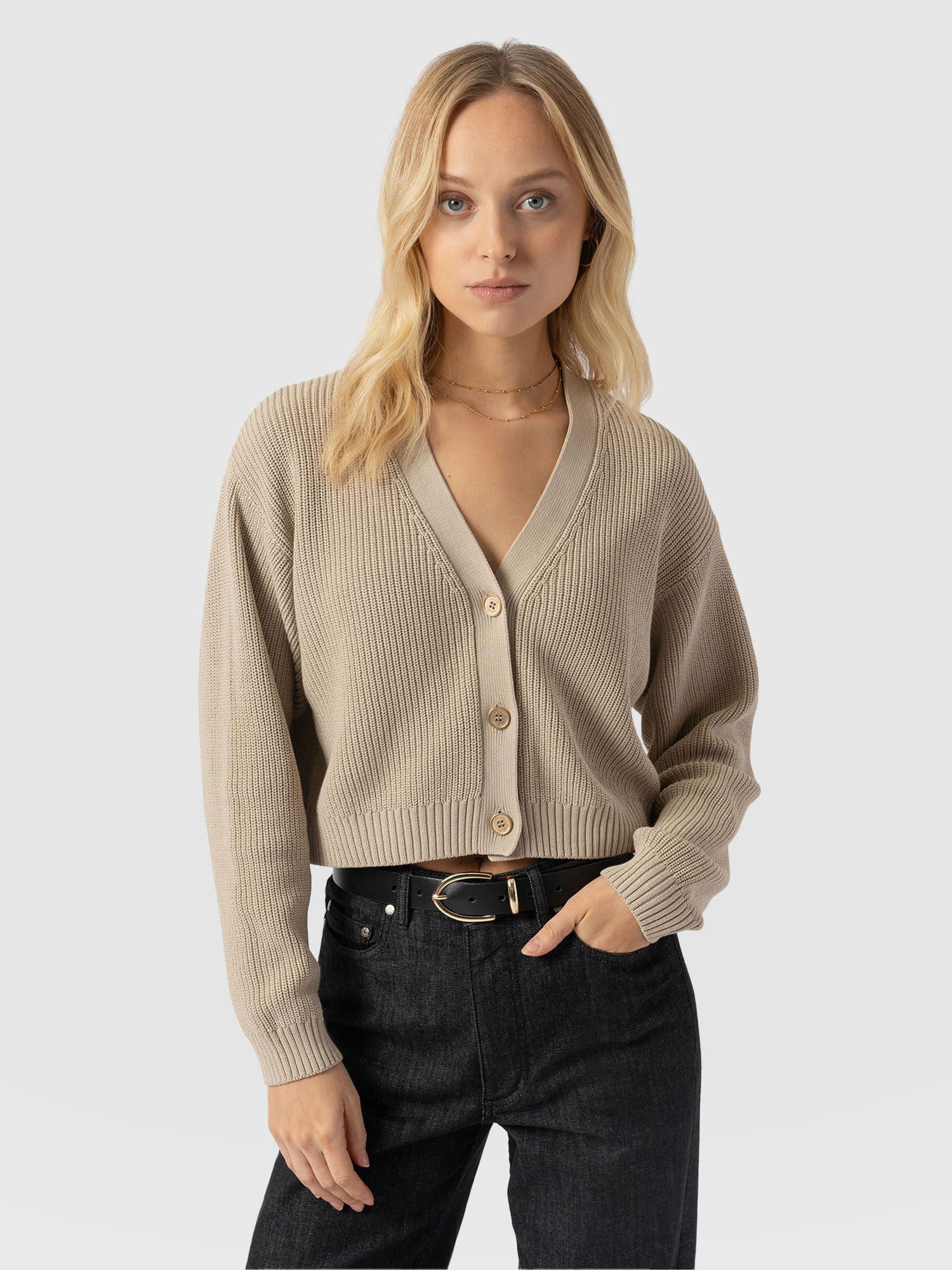 Soho Crop Cardigan Beige