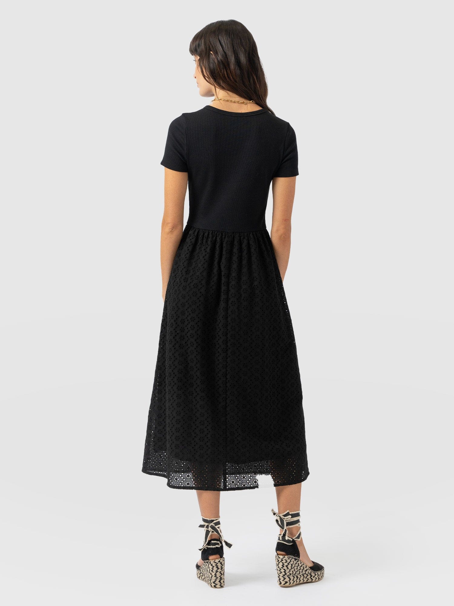 Sophia Contrast Dress - Black Broderie - Women's Dresses | Saint + Sofia® USA