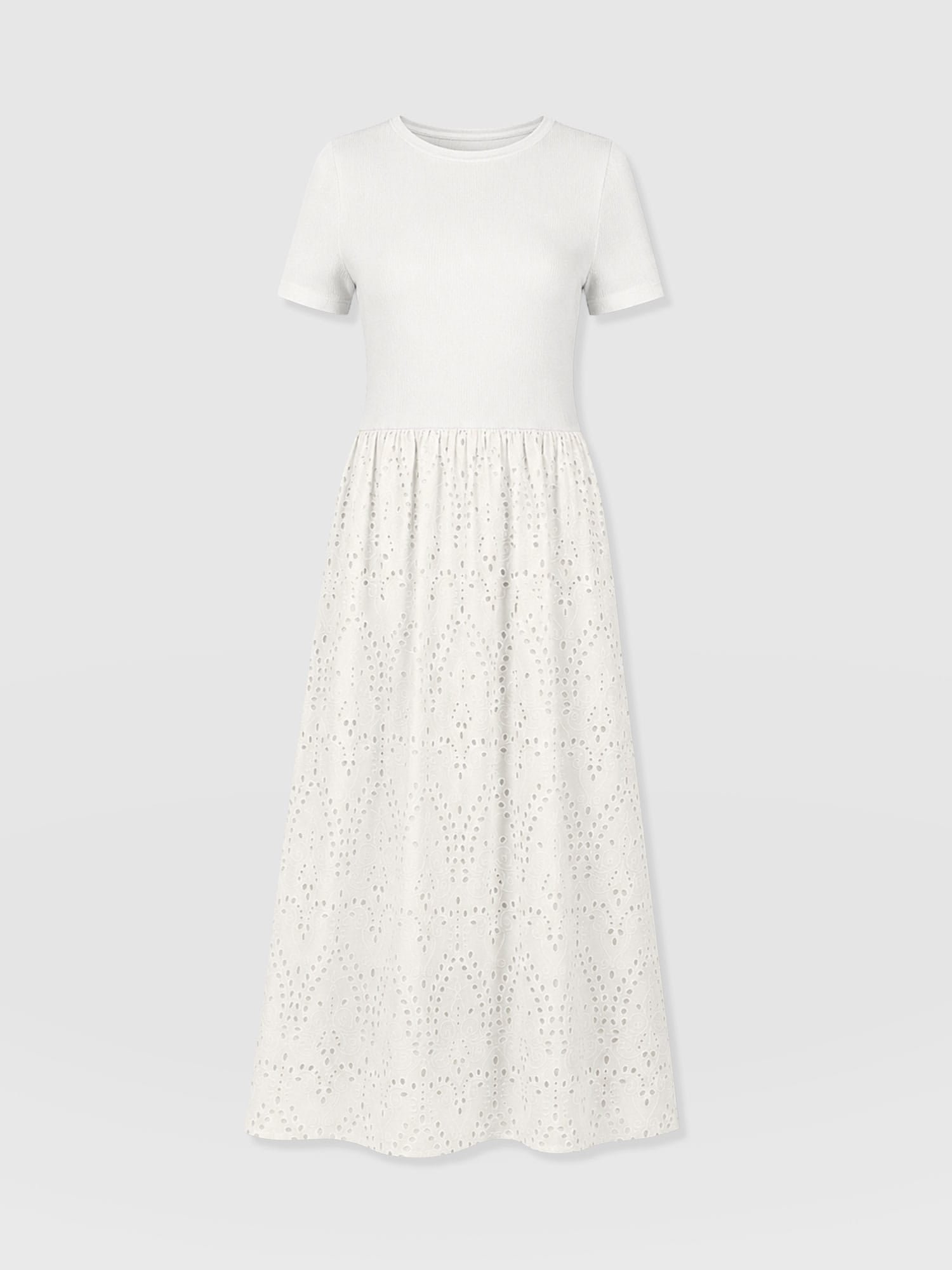 Sophia Contrast Dress - White Broderie - Women's Dresses | Saint and Sofia® USA