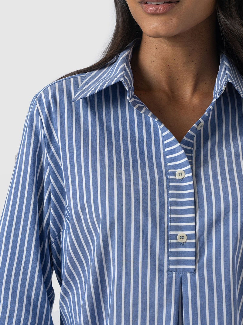 Stevie Shirt Dress - Blue Stripe - Women's Dresses | Saint + Sofia® USA