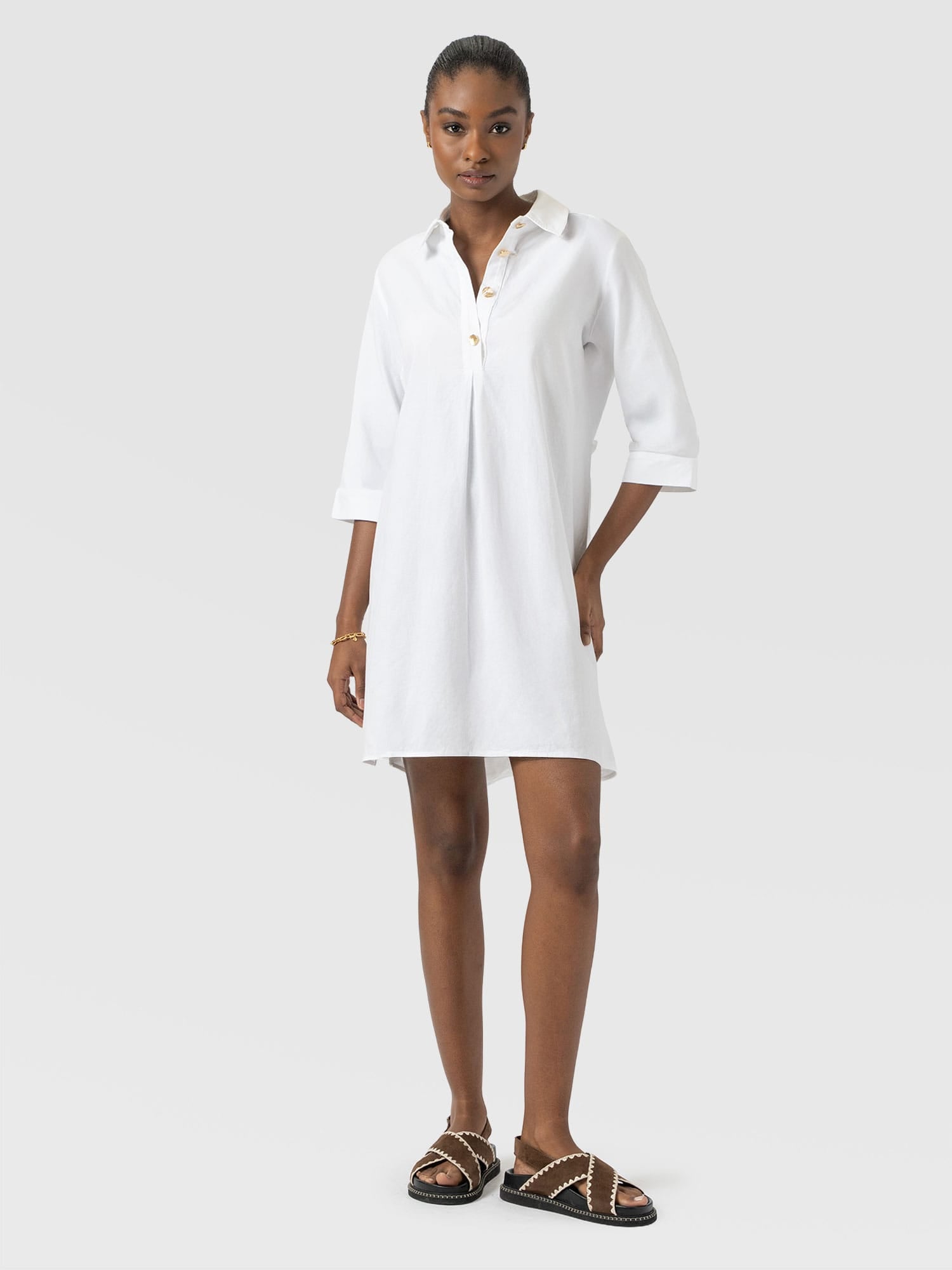 Saint + Sofia | Women's Stevie Shirt Dress | Dresses | White | US 12 Saint + Sofia | Women's Stevie Shirt Dress | Dresses | White | US 12