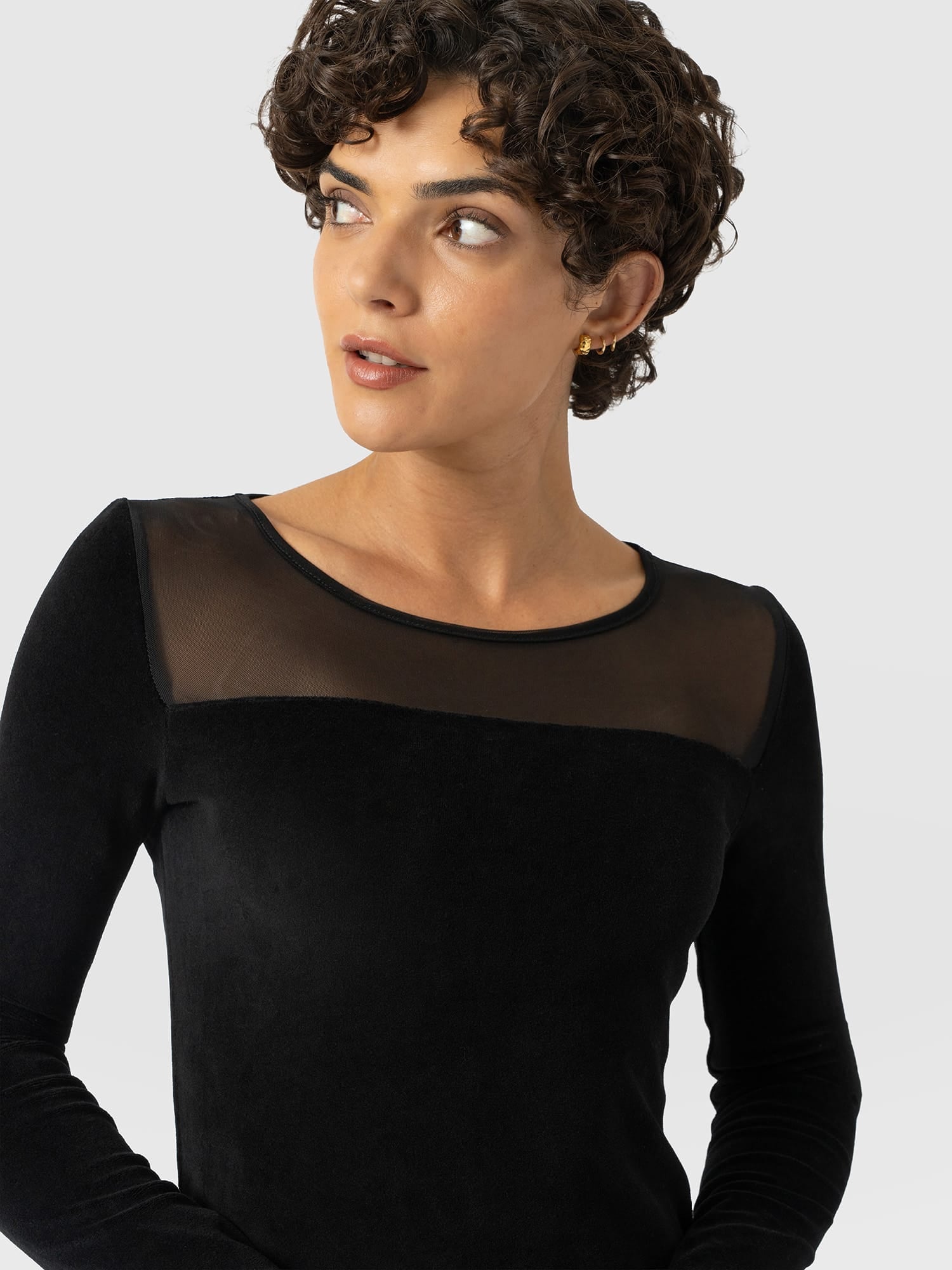 Storm Mesh Long Sleeve Dress - Black Velvet - Women's Dresses | Saint and Sofia® USA