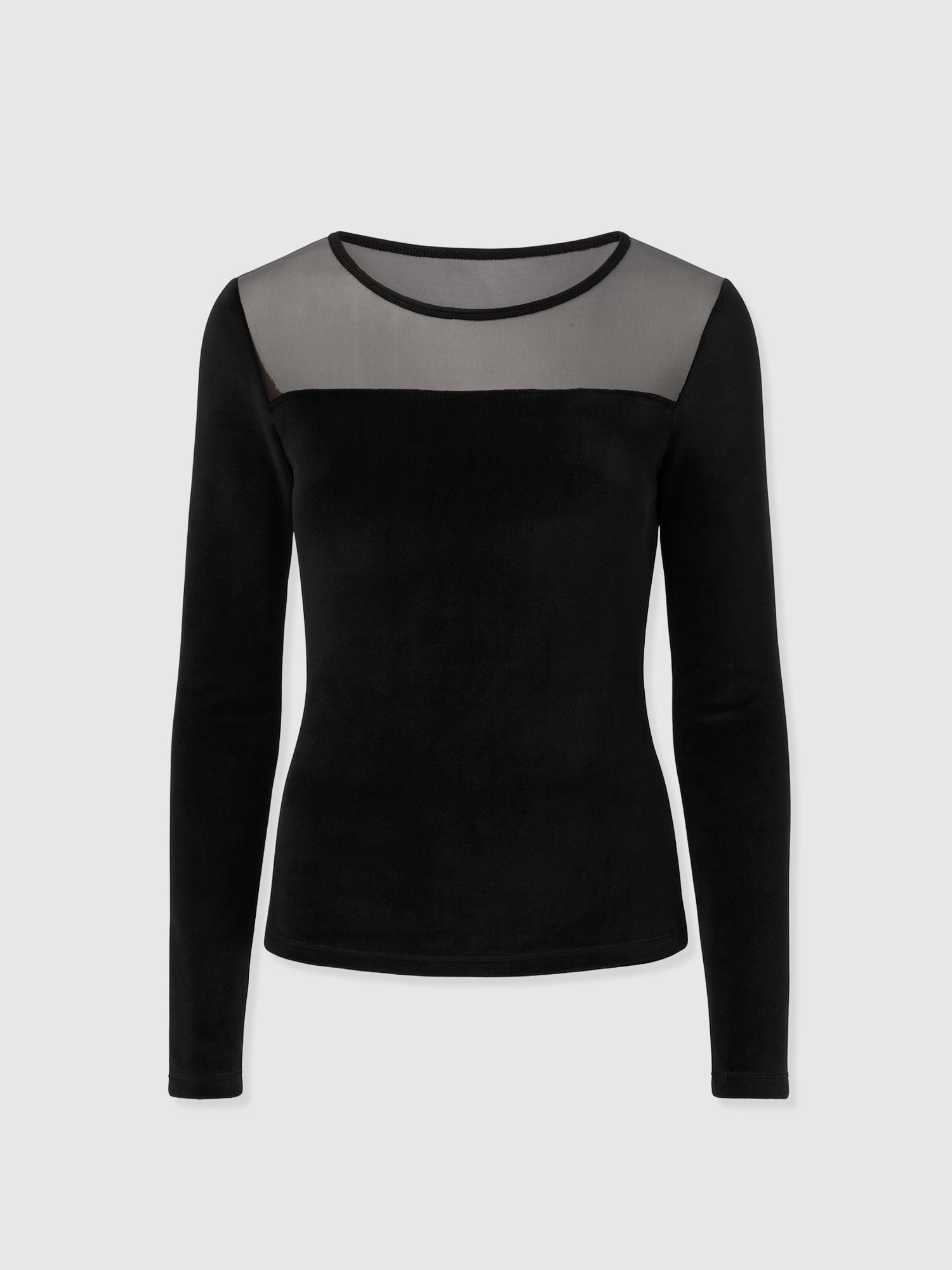 Storm Mesh Long Sleeve Tee - Black Velvet - Women's T-shirts | Saint + Sofia® USA