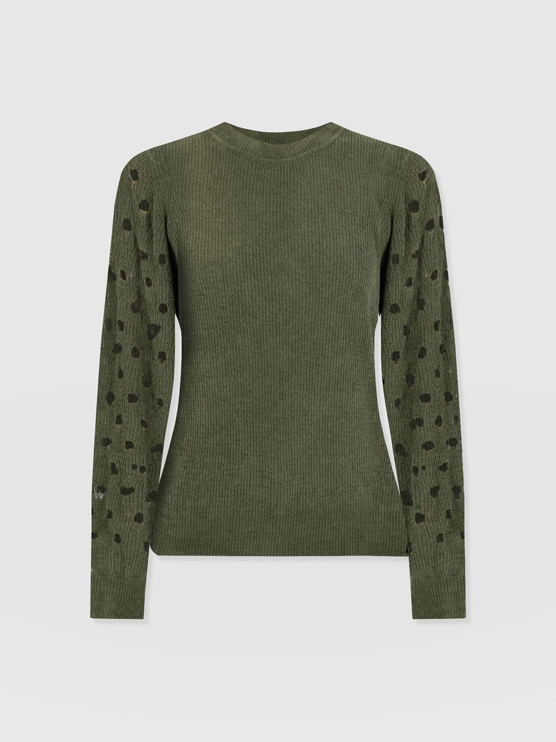 Suki Lace Hole Knit Green - Women's Knitwear | Saint + Sofia® US