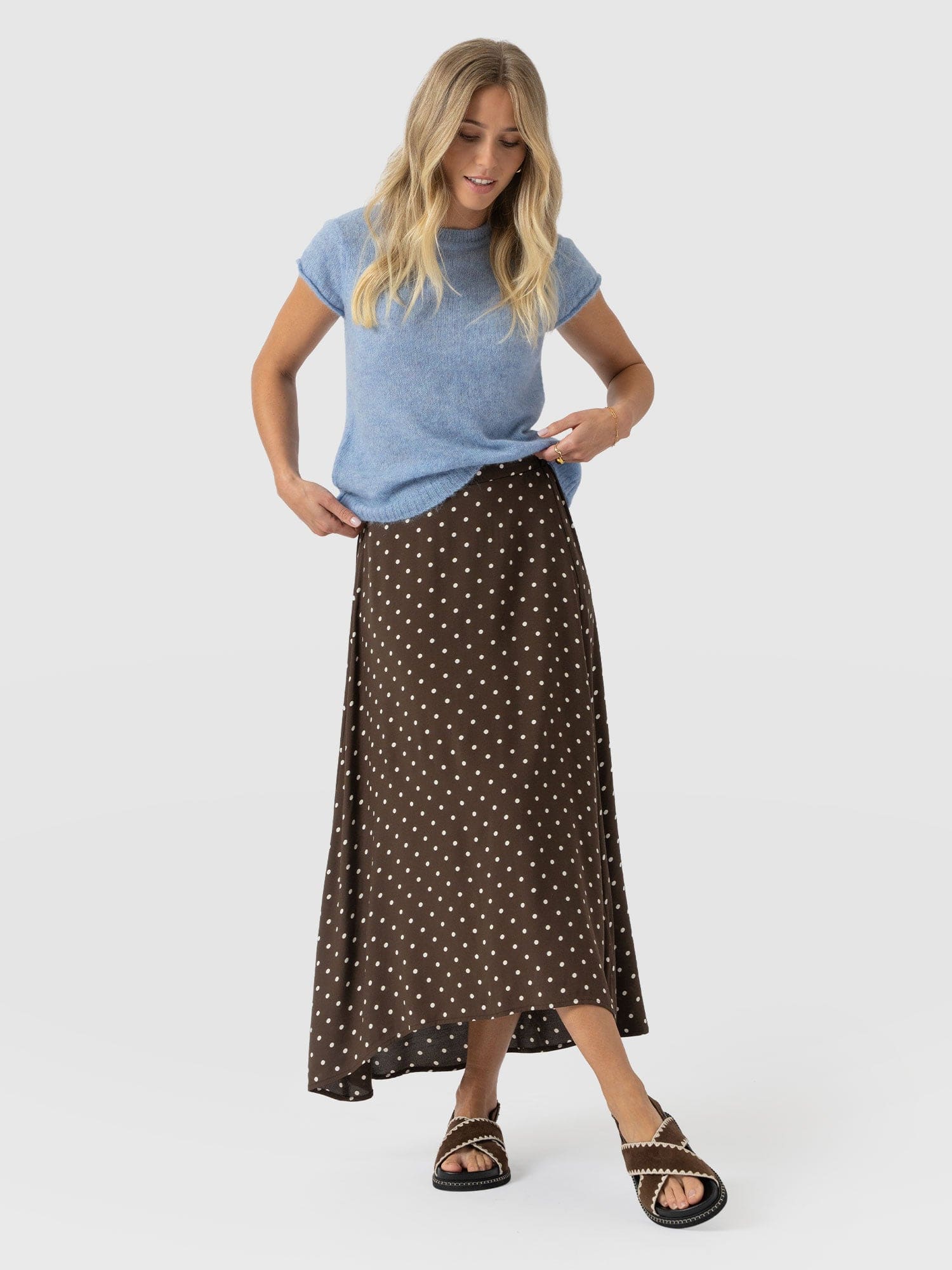 Sutton Skirt - Brown Polka Dot - Women's Skirts | Saint + Sofia® USA