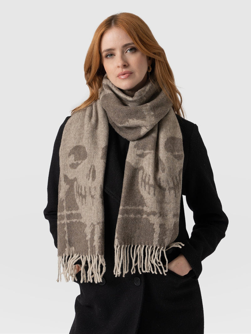 Sutton Skull Scarf Beige - Women's Scarves | Saint + Sofia® USA