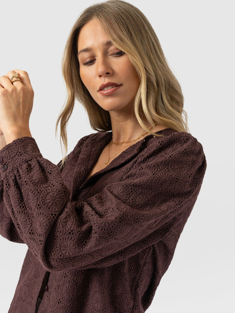Tabitha Blouse - Maroon - Women's Blouses | Saint + Sofia® USA