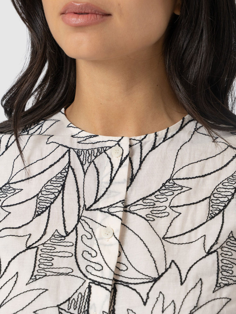 Tabitha Short Sleeve Blouse - Cream Embroidered - Women's Blouses | Saint + Sofia® USA