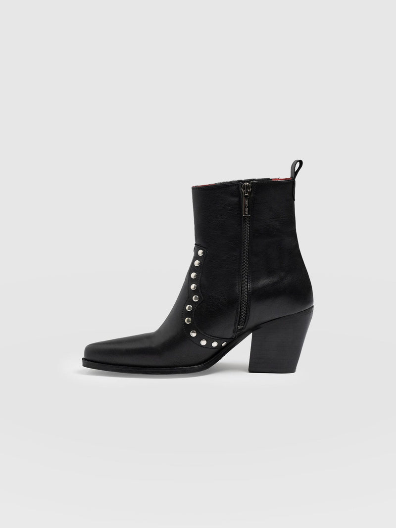 Texas Studded Boot Black - Women's Leather Boots | Saint + Sofia® USA