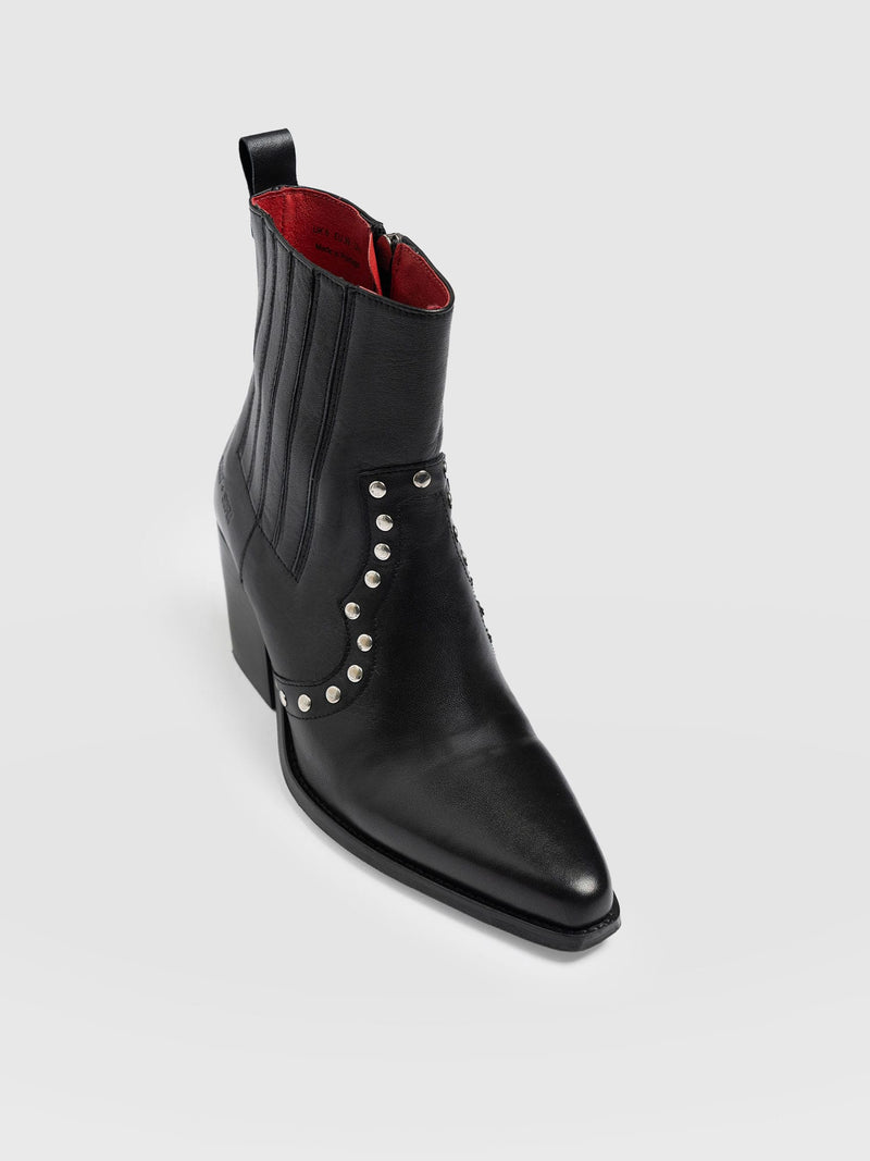 Texas Studded Boot Black - Women's Leather Boots | Saint + Sofia® USA
