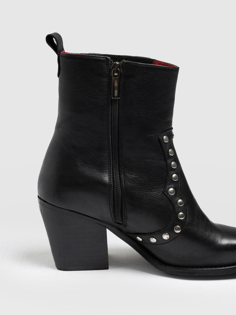 Texas Studded Boot Black - Women's Leather Boots | Saint + Sofia® USA
