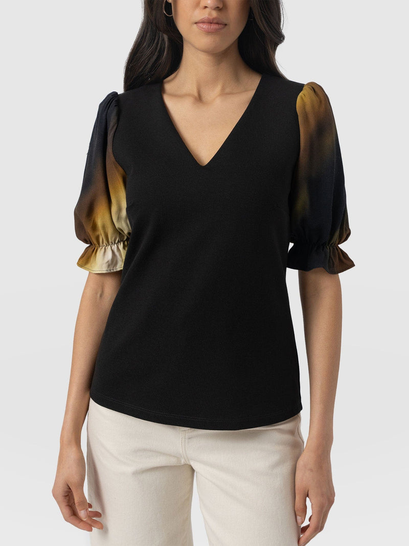 Tori Puff Sleeve Top - Yellow Gradient - Women's T-shirts | Saint + Sofia® USA