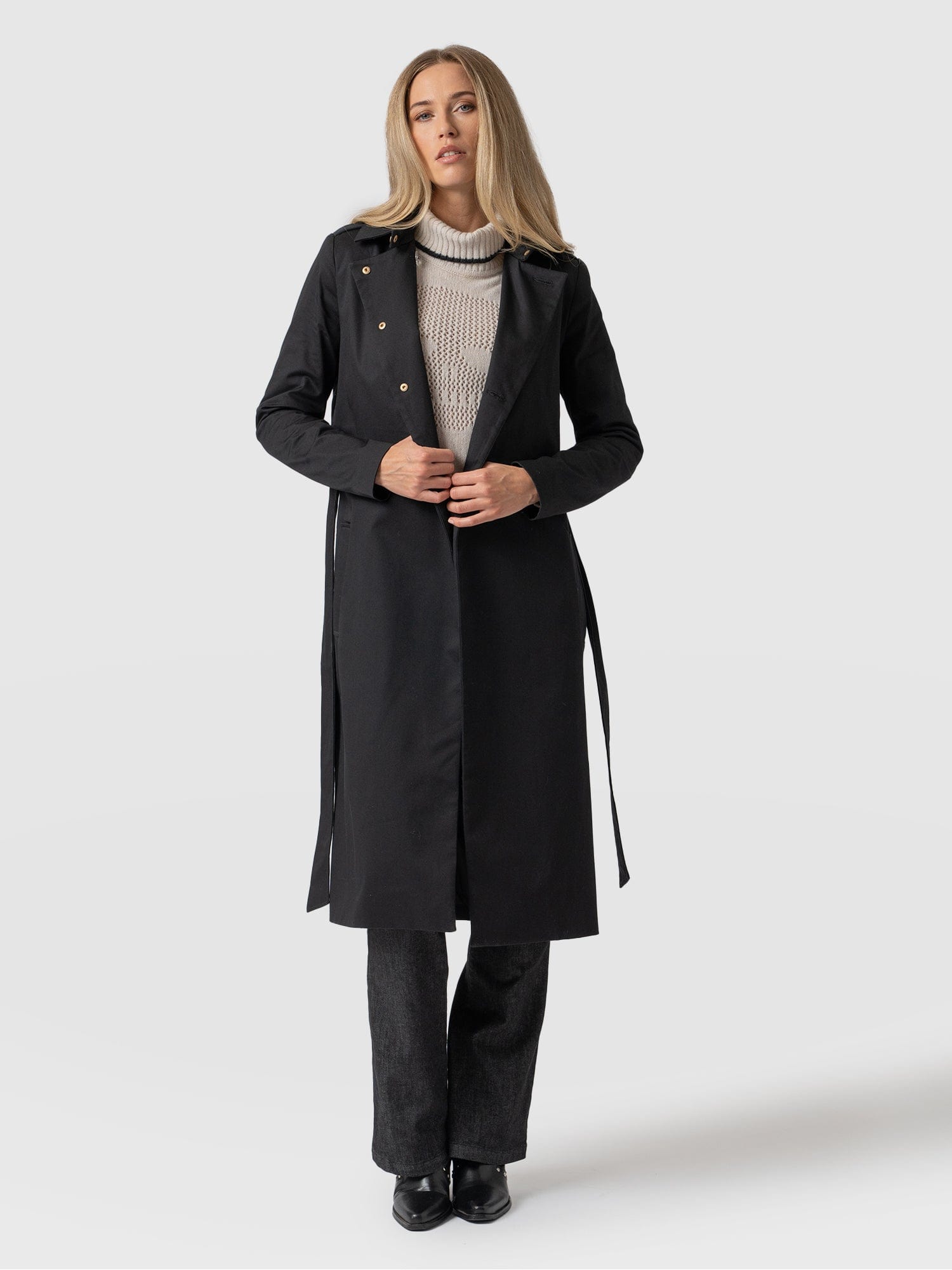 Trench Coat Black - Women's Overcoats | Saint and Sofia® USA