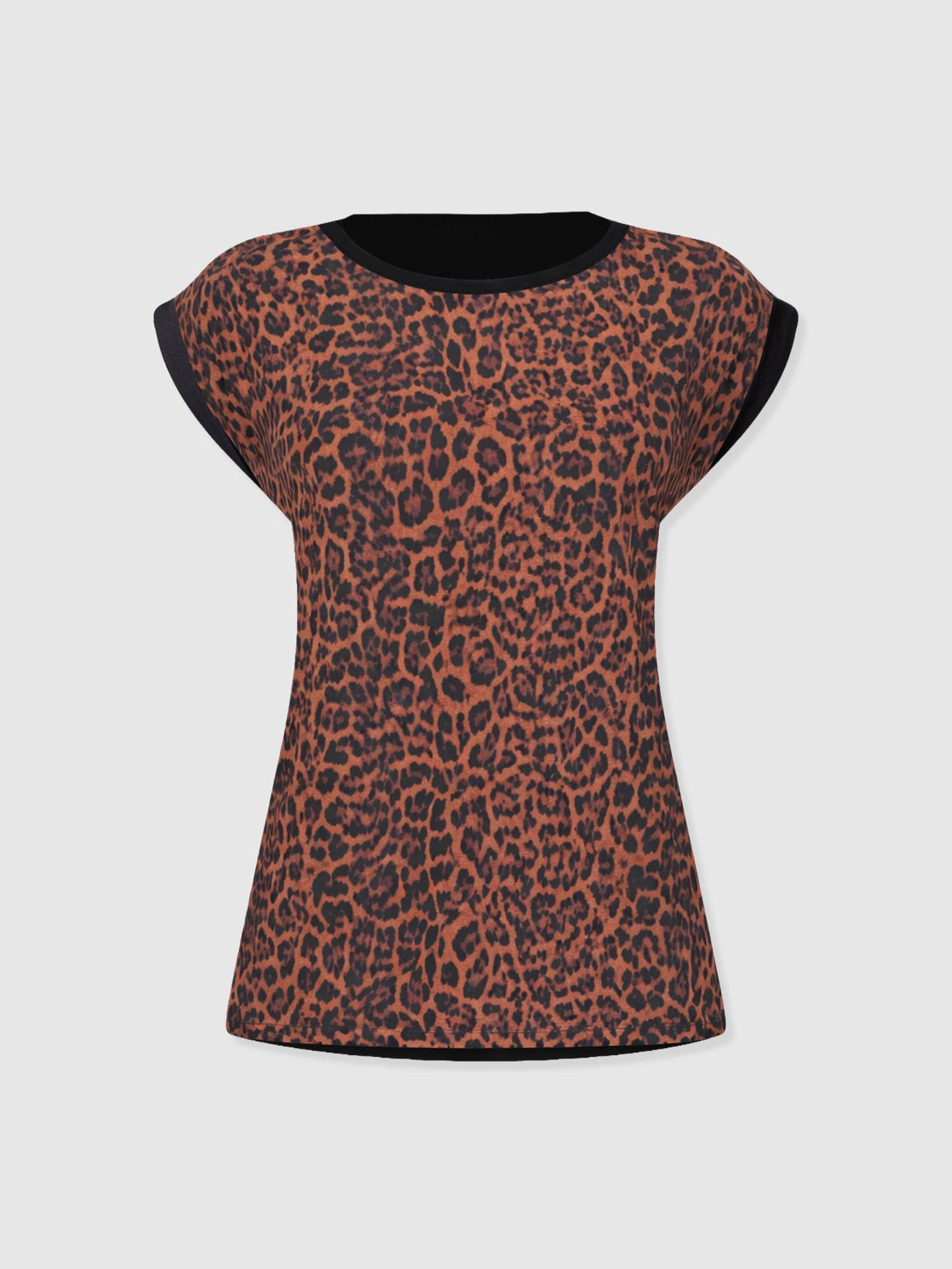 Turn Up Contrast Tee - Brown Leopard - Women's T-shirts | Saint + Sofia® USA