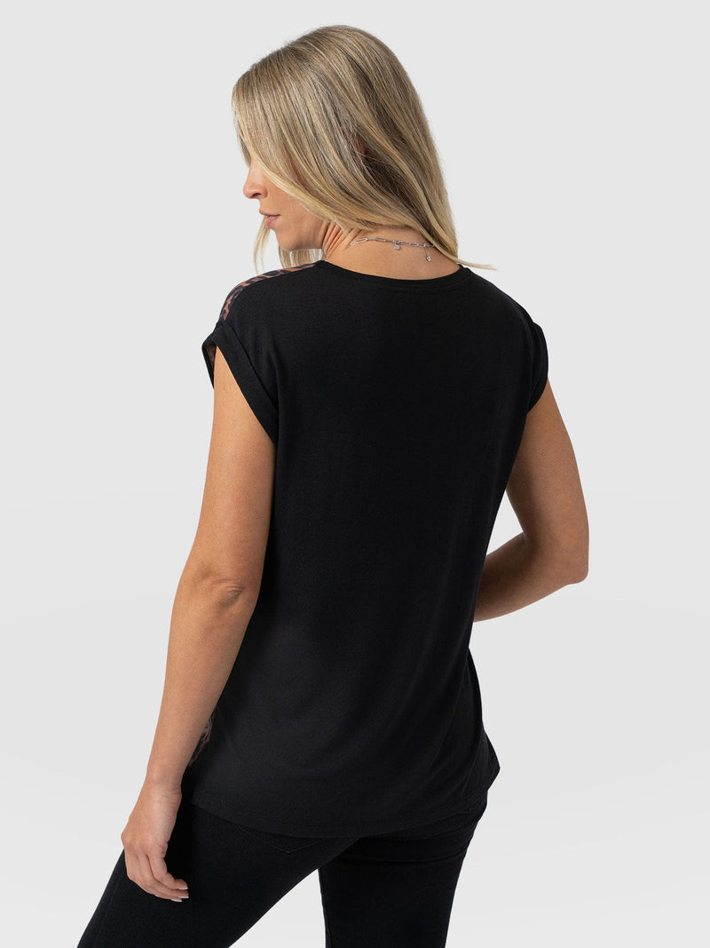 Turn Up Contrast Tee - Brown Leopard - Women's T-shirts | Saint + Sofia® USA